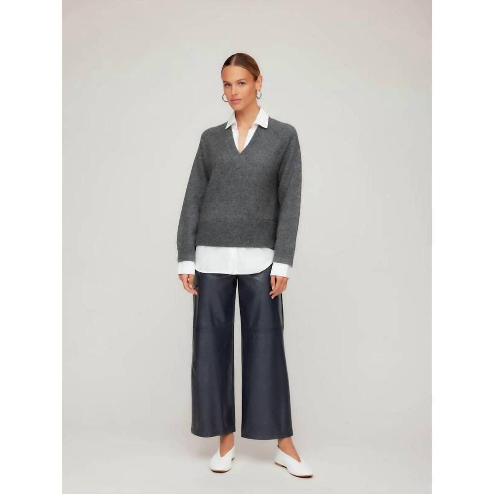 NEW FIFTEEN TWENTY faux-patent leather cropped pant in navy